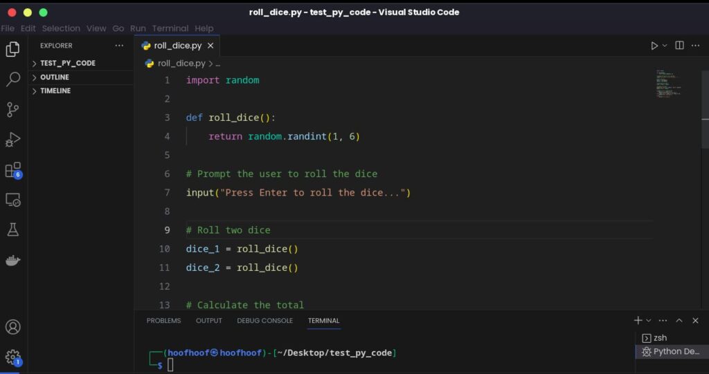 Code editing window in VS Code
