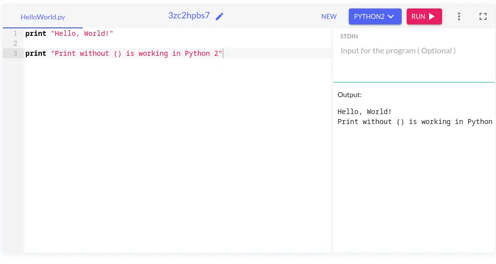 Example Python 2 code