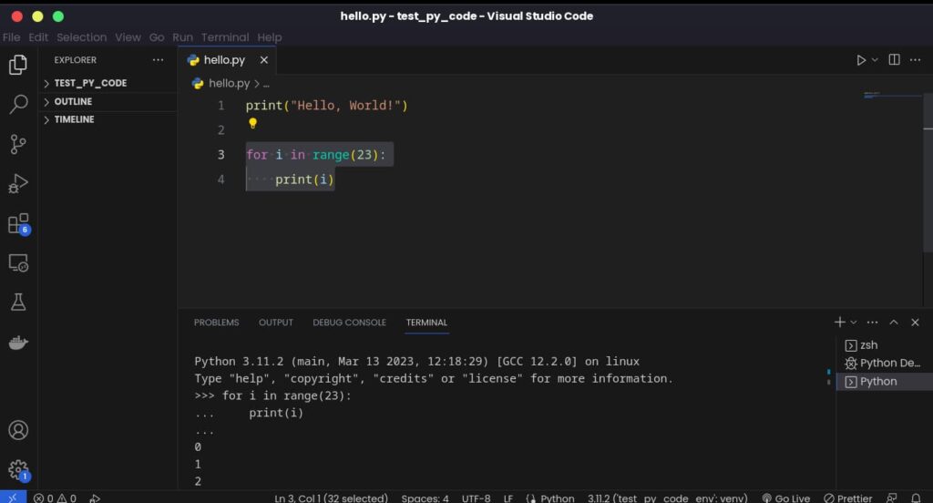 Executing sections of Python code in Visual Studio Code